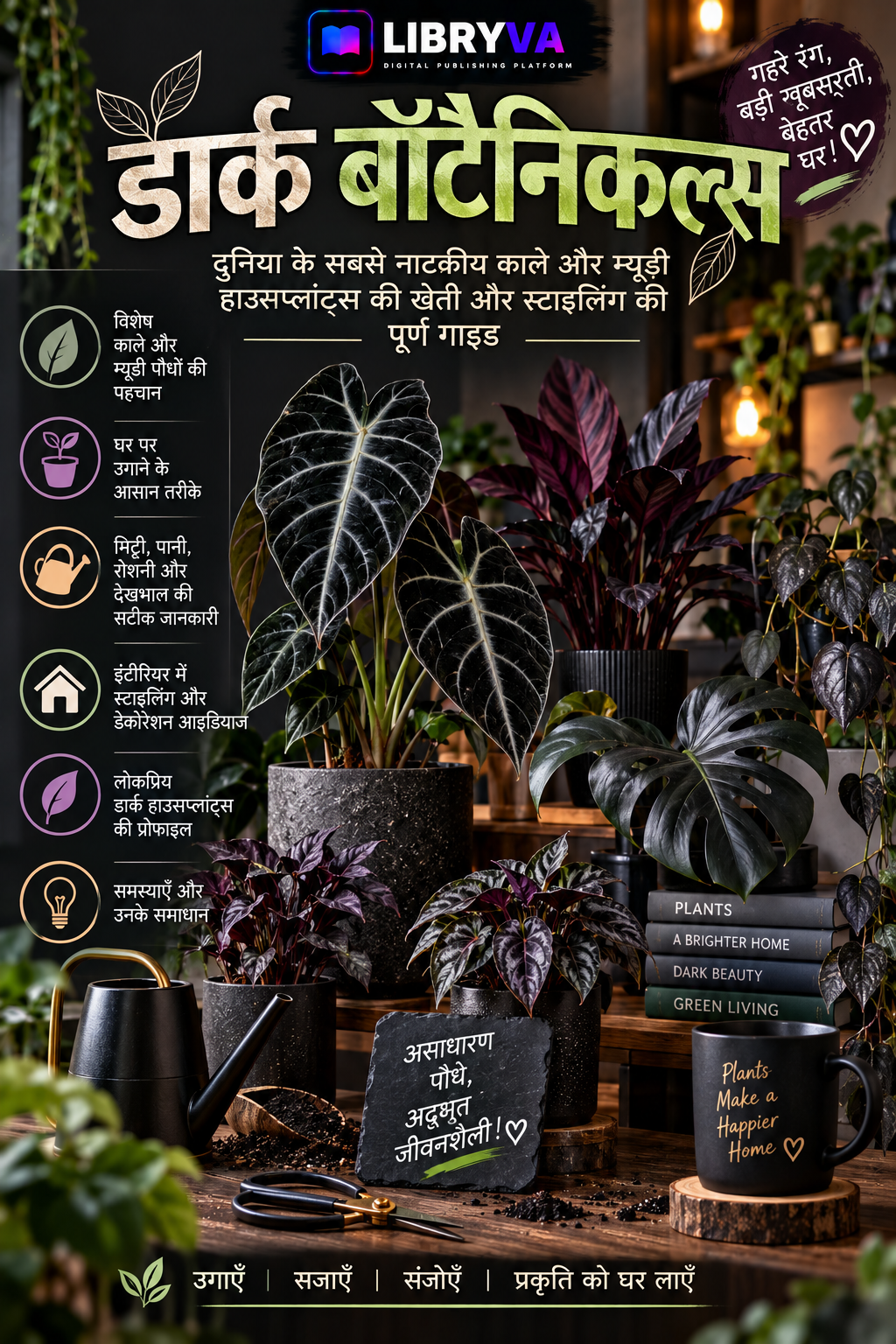 Cover art for Dark Botanicals: A Guide to Cultivating and Styling Black & Moody Houseplants