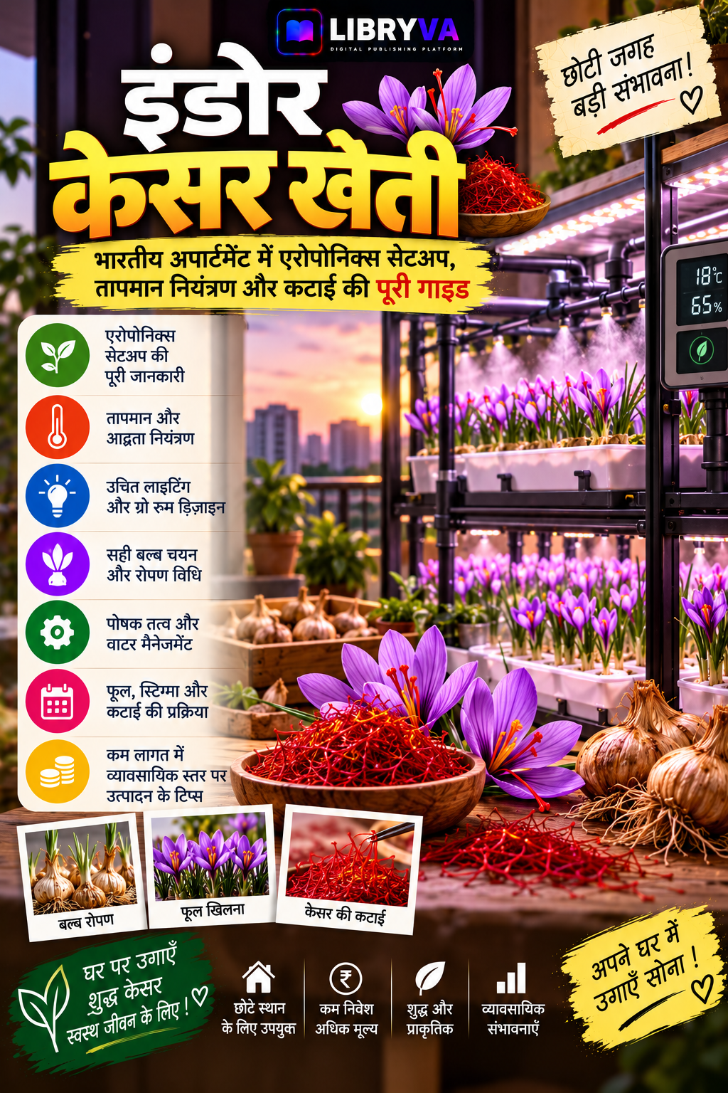 Cover art for Indoor Saffron Farming: भारत में केसर की बंद कमरे में आधुनिक खेती